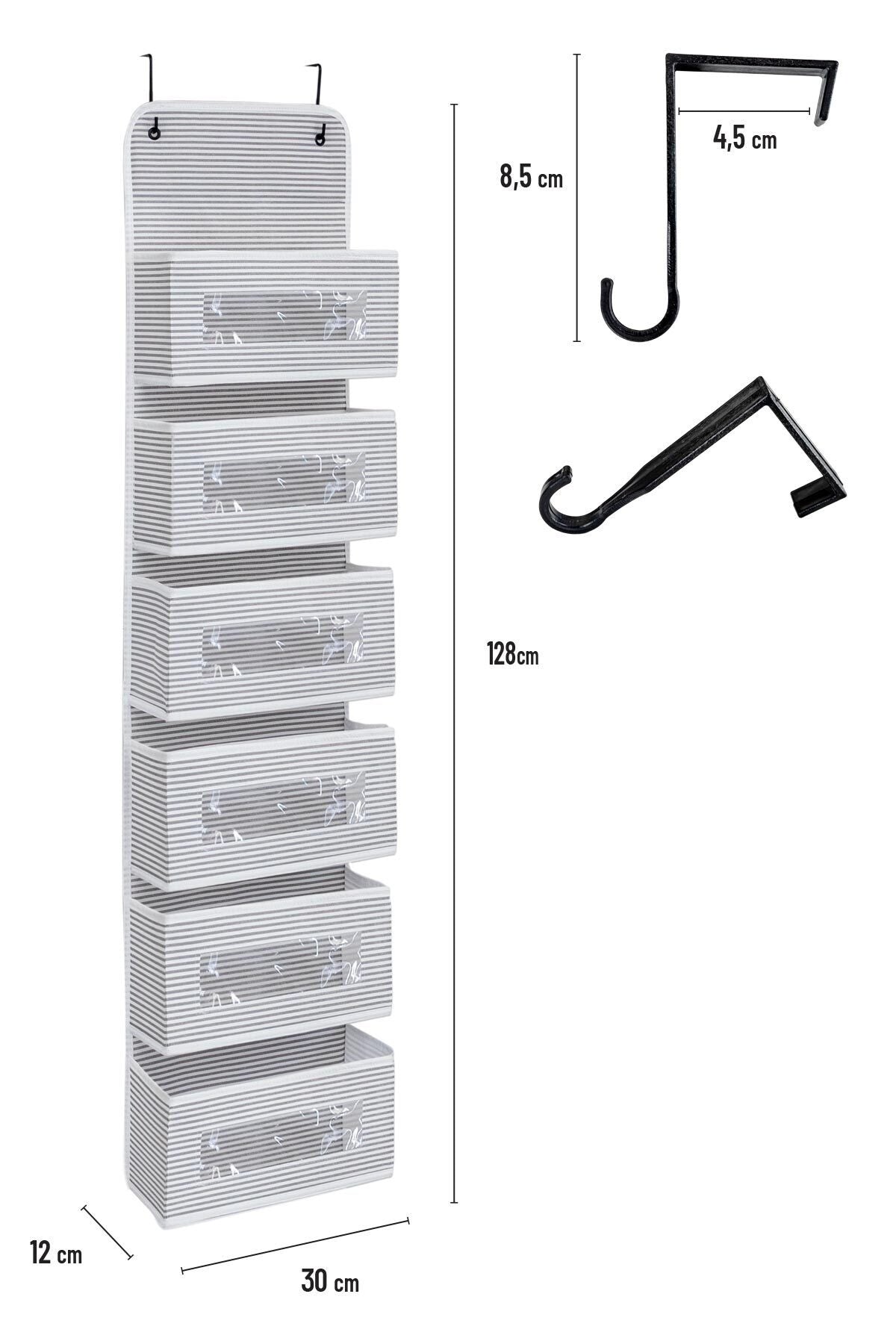 Çok Amaçlı 6 Gözlü Kapı Arkası Askılı Organizer - Bebek Odası Oyuncak, Banyo Aksesuar Düzenleyici